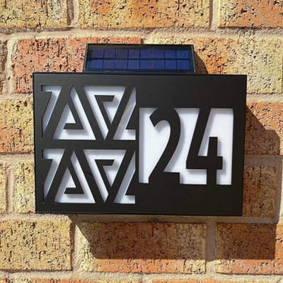 One Of A Kind Design Uk Personalised Solar House Sign Door Name Number Plaque Laser Cut Acrylic Light Slate- 305X155mm Black from B&Q