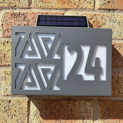 One Of A Kind Design Uk Personalised Solar House Sign Door Name Number Plaque Laser Cut Acrylic Light Slate- 305X155mm Grey from B&Q