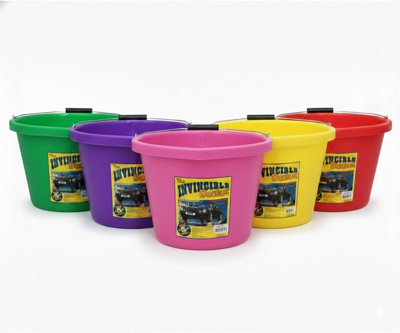 Superpetstoreuk247 Airflow Invincible Mixed Colour Builders Buckets Set Of 5 Heavy Duty Plastic For Construction Cement Water And Diy Use from B&Q