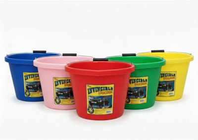Superpetstoreuk247 Airflow Invincible Builders Buckets Set Of 5 Mixed Colours Heavy Duty Plastic For Construction Diy Gardening And Trade Use from B&Q