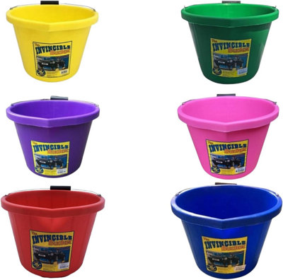 Superpetstoreuk247 Airflow Invincible Heavy Duty Builders Buckets Pack Of 6 Mixed Colours Strong Plastic For Construction Gardening Cleaning Storage from B&Q
