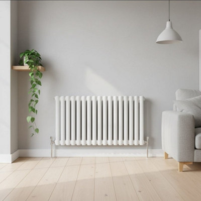 B&Q -  Ethiant  Oval Tubed Panel Double Horizontal Radiator 600 Height X 1140 Width White