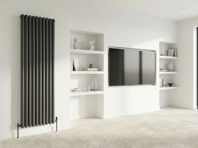 B&Q -  Ethiant   Oval Tubed Panel  Double Horizontal Radiator 600 Height X 360 Width Anthracite