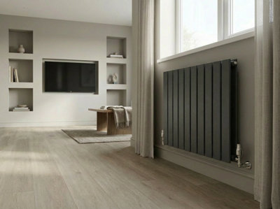B&Q -  Ethiant Horizontal Double Flat Panel Radiator 600 Height X 420 Width Anthracite