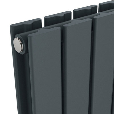 B&Q -  Ethiant Horizontal Double Flat Panel Radiator 600 Height X 1470 Width Anthracite