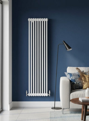 B&Q -  Ethiant   Traditional 2 Column Vertical Radiators 1500 Height X 515 Width 5 Section White