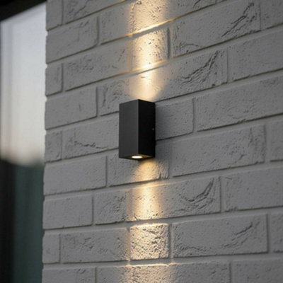 Ultra Beam Lighting Ultrabeam Round Black 6 Watt Led Up And Down Outdoor Led Wall Light3000K Warm White130mm High from B&Q