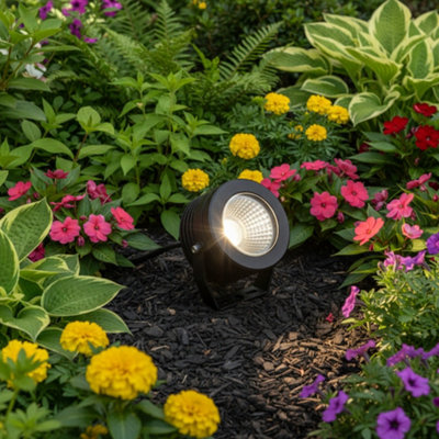 Ultra Beam Lighting Ultrabeam Black 5 Watt Garden Spike Light FittingIp67- Mains Connection Garden Stake Light from B&Q