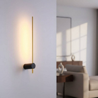 Ultra Beam Lighting Ultrabeam Black And Gold Indoor Led Wall Light 6 Watt Led 600 Lumens Height 600mm from B&Q