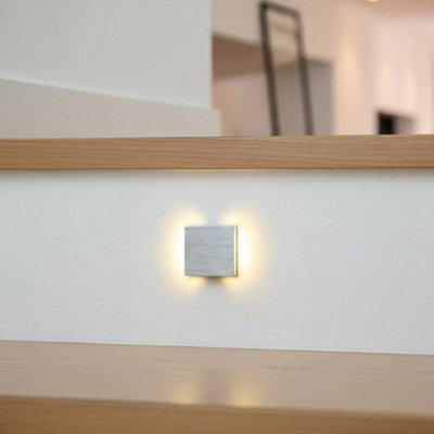Ultra Beam Lighting Ultrabeam Square Mini Recessed Indoor Wall LightStep And Stair Riser Light 1 Watt Led Brushed Aluminium Finish from B&Q