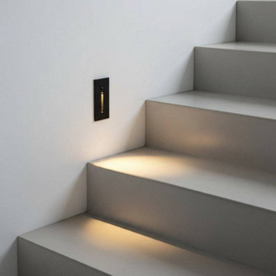 Ultra Beam Lighting Ultrabeam Black Recessed Indoor Wall LightMovement SensorLow Level Lighting And Stair Riser Light 3 Watt Led from B&Q