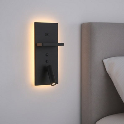Ultra Beam Lighting Ultrabeam 3 Watt Black Bedroom Wall Lamp With Reading LightUsb & Wireless Charging from B&Q