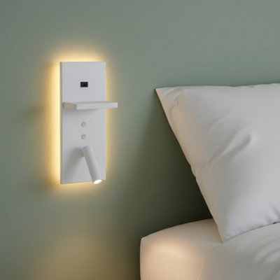 Ultra Beam Lighting Ultrabeam 3 Watt White Bedroom Wall Light With Reading LightUsb & Wireless Charging from B&Q