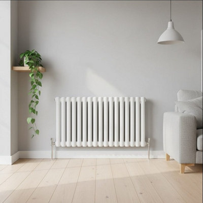 B&Q -  Ethiant  Oval Tubed Panel Single Horizontal Radiator 600 Height X 540 Width White