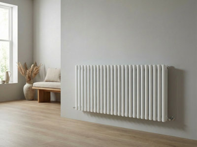 B&Q -  Ethiant  Oval Tubed Panel Single Horizontal Radiator 600 Height X 1140 Width White