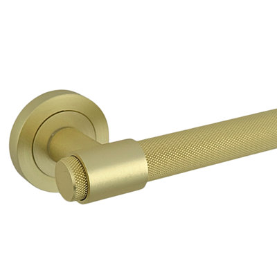 AXS Hardware Axs Dakota Knurled Door Handles On RosePairSatin Brass from B&Q