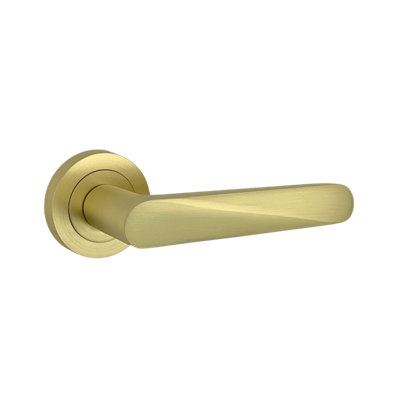 AXS Hardware Axs Detroit Door Handles On RosePairSatin Brass from B&Q