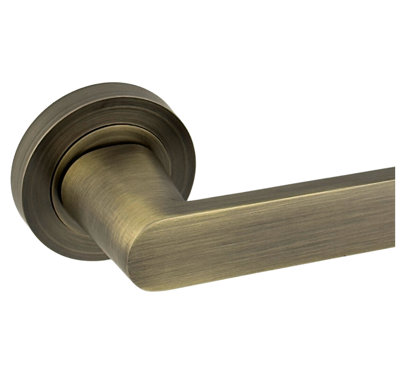 AXS Hardware Axs Harlem Door Handles On RosePairAntique Brass from B&Q