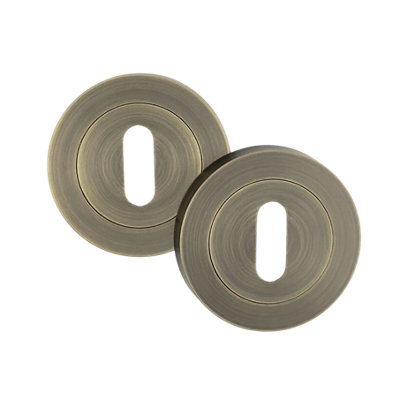 AXS Hardware Axs Escutcheons52mm Dia.PairStandard Uk KeyAntique Brass from B&Q