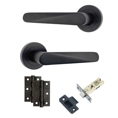 AXS Hardware Axs Detroit Door Handles On RoseDoor PackLatch DoorBlack from B&Q