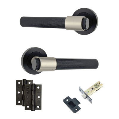 AXS Hardware Axs Dakota Knurled Door Handles On RoseDoor PackLatch DoorBlack from B&Q