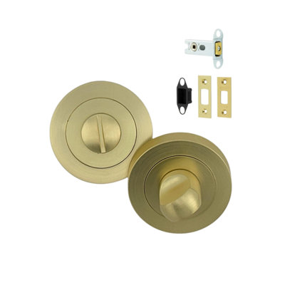 AXS Hardware Axs Bathroom Turn & Release With Deadbolt44mm Backset PackSatin Brass from B&Q