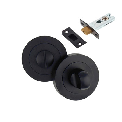 AXS Hardware Axs Bathroom Turn & Release With Deadbolt57mm Backset PackBlack from B&Q
