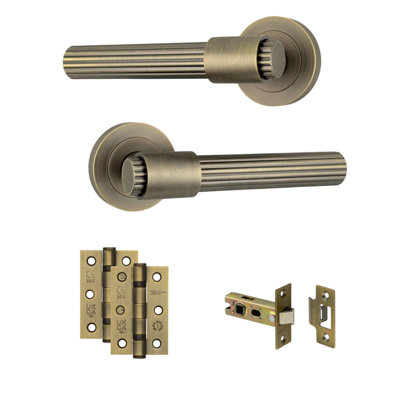 AXS Hardware Axs Nevada Door Handles On RoseDoor PackLatch DoorAntique Brass from B&Q