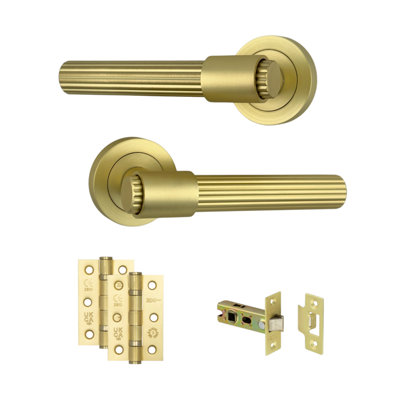 AXS Hardware Axs Nevada Door Handles On RoseDoor PackLatch DoorSatin Brass from B&Q