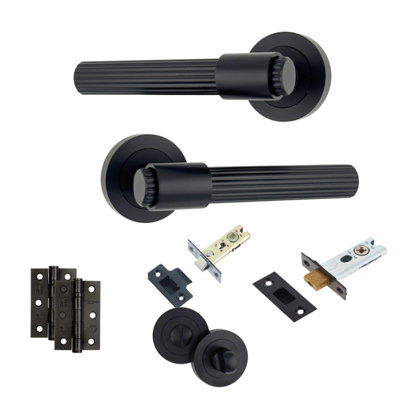 AXS Hardware Axs Nevada Door Handles On RoseDoor PackBathroom DoorBlack from B&Q