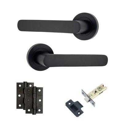 AXS Hardware Axs Harlem Door Handles On RoseDoor PackLatch DoorBlack from B&Q