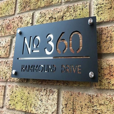 One Of A Kind Design Uk Custom House Address Sign Modern Acrylic & Stainless Steel Wall Plaque& Uv-StableIdeal For HomeOffic from B&Q