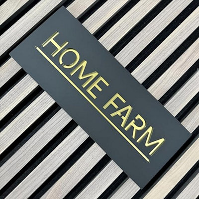 One Of A Kind Design Uk Personalised House Sign Door Name Number Plaque Laser Cut One Line Customised Address Plate- 12X30Cm Black from B&Q