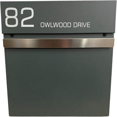 One of a Kind Design UK One Of A Kind Uk Personalized Wall-Mounted Postbox Contemporary Lockable Mailbox With Newspaper Slot Waterproof Letter BoxGrey from B&Q
