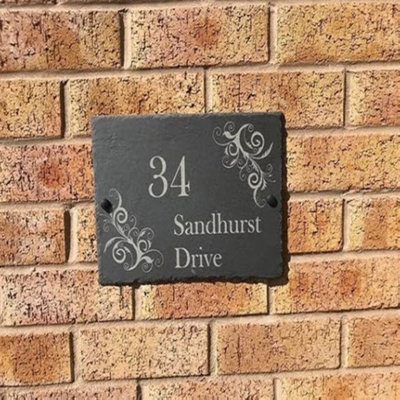 One Of A Kind Design Uk Personalised Slate Uv Stable House SignHouse Number PlaqueEngravedGate Sign- 300X200mm Slate from B&Q