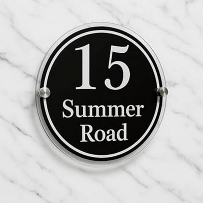 One Of A Kind Design Uk Personalised Round House Sign Stainless Steel Mounts Reverse Laser Engraved 3mm -183X183mm from B&Q