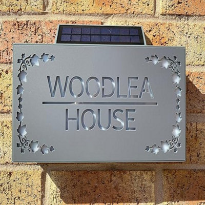 One Of A Kind Design Uk Personalised Solar House Sign Number Plaque Laser Cut Slate Illuminating Led Plate-305X155mm Grey from B&Q