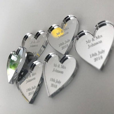One of a Kind Design UK 50 Pcs Personalised Mr & Mrs Wedding Heart Confetti -Custom Engraved Acrylic Table DecorationsKeepsake Favours For Reception from B&Q