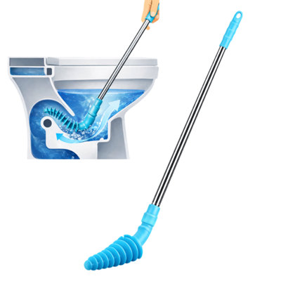 B&Q Toilet Plunger And Unblocker, Clog Remover Tool With Flexible Silicone Head, 44Cm Stainless Steel Handle, Drain Cleaner Plunger
