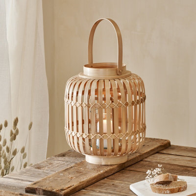 Bamboo Hurricane Lantern Natural from B&Q