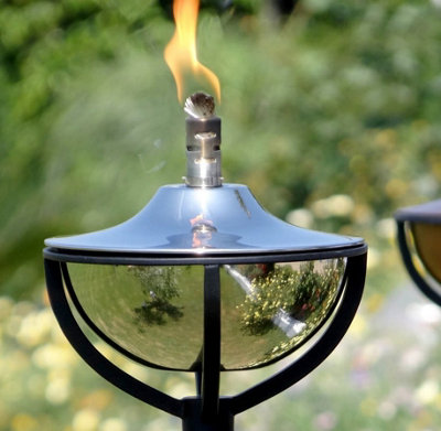 Flame Oil Torch Polished Steel With Pole And Stand from B&Q