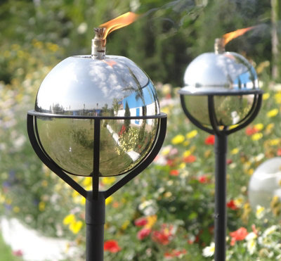 Flame Torch Ball In Pole Holder Silver Finish from B&Q