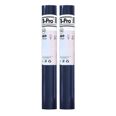 Ti-Pro Blue Hard Floor Protector Film Roll 600mm X 25MSelf-Adhesive Waterproof Protective Film For WoodTileLaminate2 Pack from B&Q