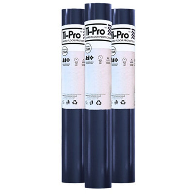 Ti-Pro Blue Hard Floor Protector Film Roll 600mm X 25MSelf-Adhesive Waterproof Protective Film For WoodTileLaminate3 Pack from B&Q