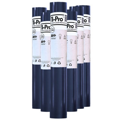 Ti-Pro Blue Hard Floor Protector Film Roll 600mm X 25MSelf-Adhesive Waterproof Protective Film For WoodTileLaminate6 Pack from B&Q