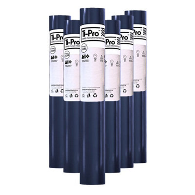 Ti-Pro Blue Hard Floor Protector Film Roll 600mm X 50MSelf-Adhesive Waterproof Protective Film For WoodTileLaminate6 Pack from B&Q