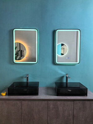 Lumora 700X500mm Rectangular Matt Black Led MirrorBluetoothPortrait Or LandscapeTri-Light from B&Q