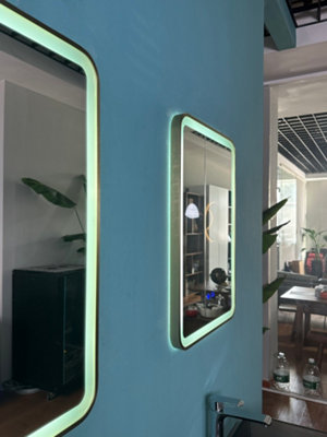 Lumora 700X500mm Rectangular Brushed Gold Led MirrorBluetoothPortrait Or LandscapeTri-Light from B&Q