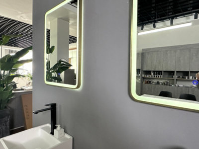 Lumora 800X600mm Rectangular Brushed Gold Led MirrorPortrait Or LandscapeTri-Light Anti-Fog from B&Q