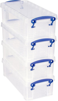 Really Useful Box Company Really Useful Box Plastic Storage 0.9 Litre Clear Pack Of 4 from B&Q